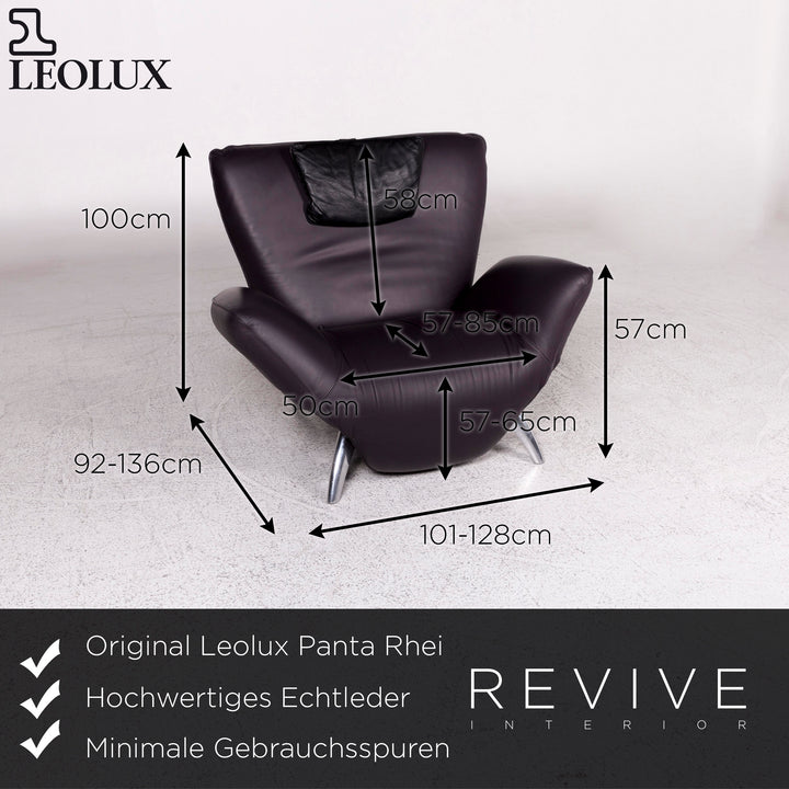 Leolux Panta Rhei Leder Sofa Garnitur Aubergine Violett 1x Zweisitzer 1x Sessel elektrische Funktion #10374