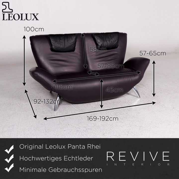 Leolux Panta Rhei Leder Sofa Garnitur Aubergine Violett 1x Zweisitzer 1x Sessel elektrische Funktion #10374