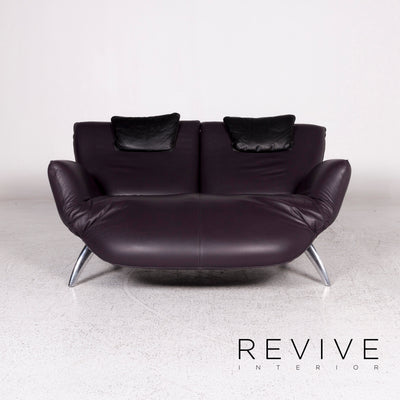 Leolux Panta Rhei Leder Sofa Aubergine Violett Zweisitzer elektrische Funktion Couch