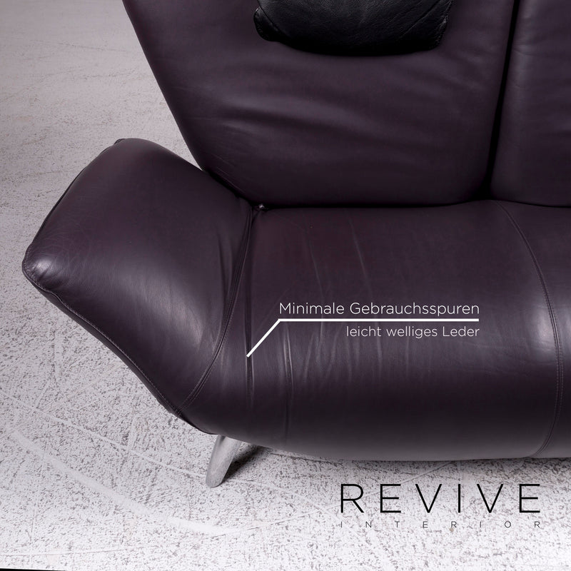 Leolux Panta Rhei Leder Sofa Aubergine Violett Zweisitzer elektrische Funktion Couch