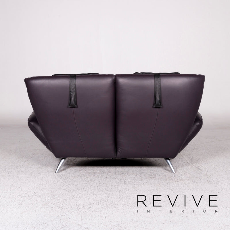 Leolux Panta Rhei Leder Sofa Aubergine Violett Zweisitzer elektrische Funktion Couch