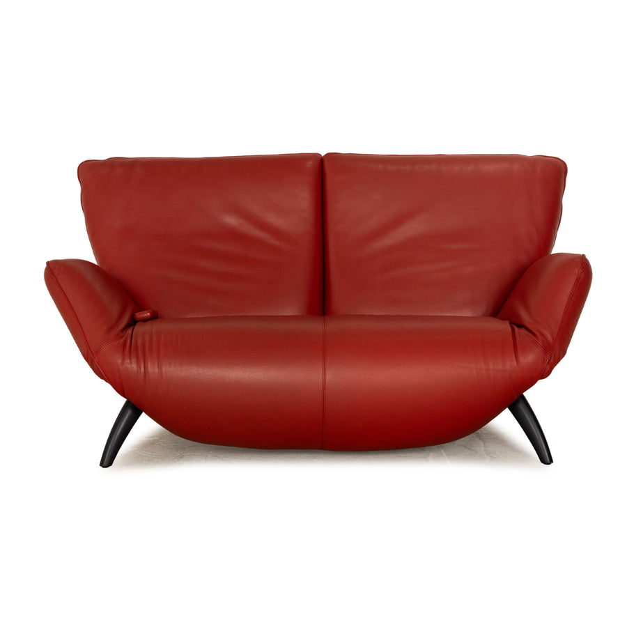 Leolux Panta Rhei Leather Two-Seater Red Sofa Couch Electric Function