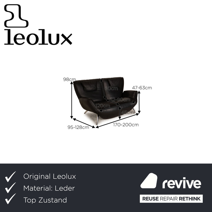 Leolux Panta Rhei Leder Zweisitzer Schwarz Sofa Couch elektrische Funktion