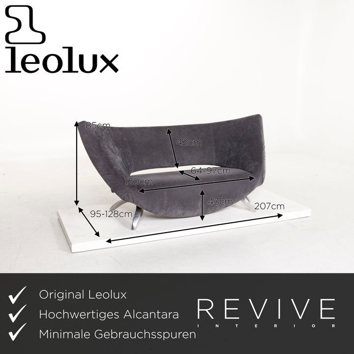 Leolux Papageno Alcantara Stoff Sofa Garnitur Grau 1x Zweisitzer 2x Sessel #12709