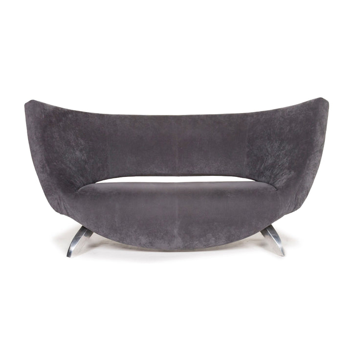 Leolux Papageno Alcantara Fabric Sofa Gray Two Seater Couch #12569