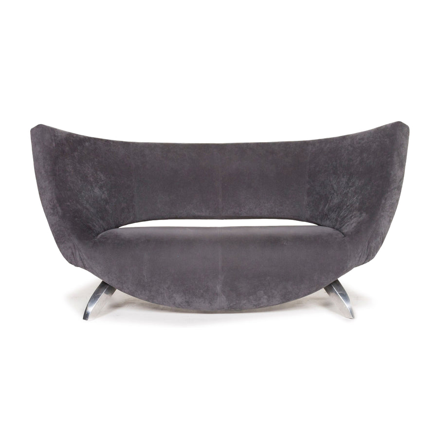 Leolux Papageno Alcantara Fabric Sofa Gray Two Seater Couch #12569