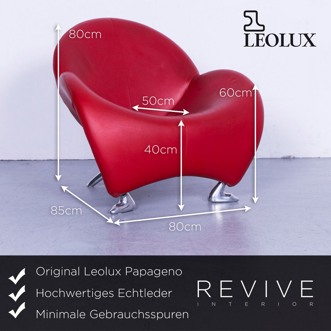 Leolux Papageno Designer Leder Sessel rot #5848