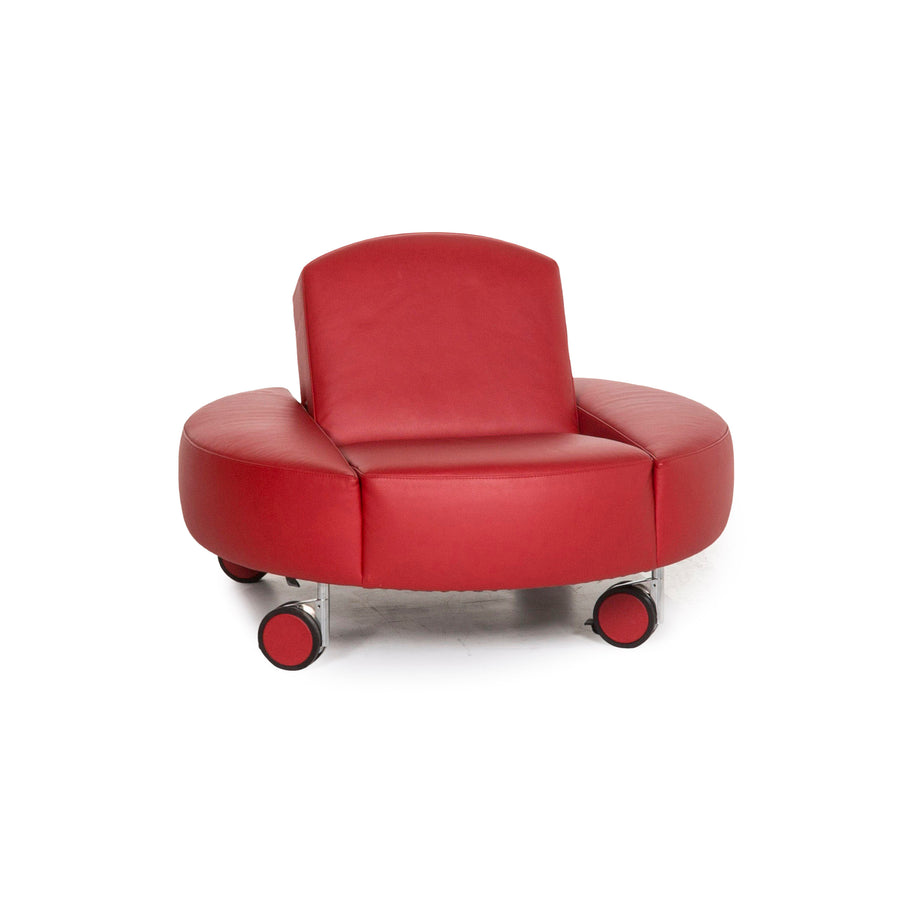 Leolux Pastille Leather Armchair Stool Red #12790