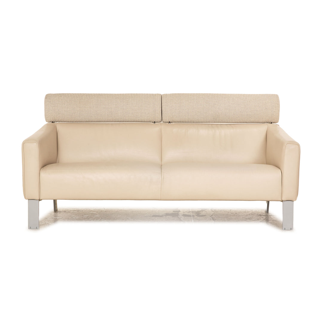 Leolux Patachou Leder Dreisitzer Beige Sofa Couch