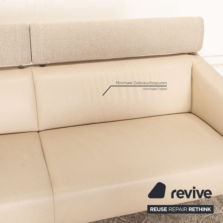 Leolux Patachou Leder Dreisitzer Beige Sofa Couch