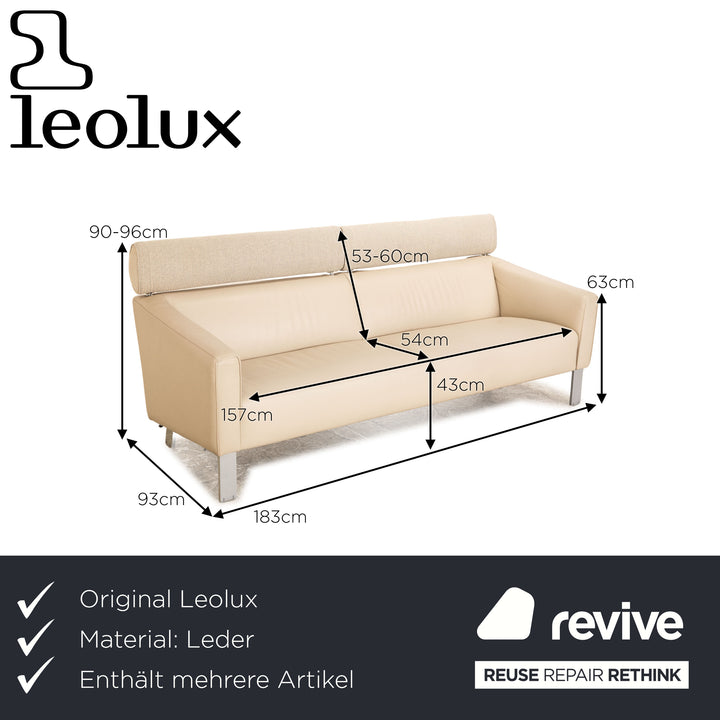 Leolux Patachou Leder Sofa Garnitur Beige 2x Dreisitzer Couch