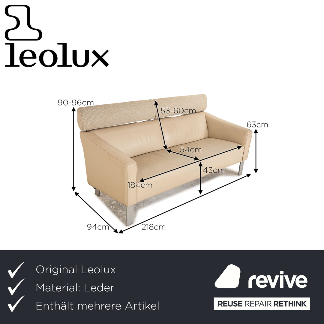 Leolux Patachou Leder Sofa Garnitur Beige 2x Dreisitzer Couch
