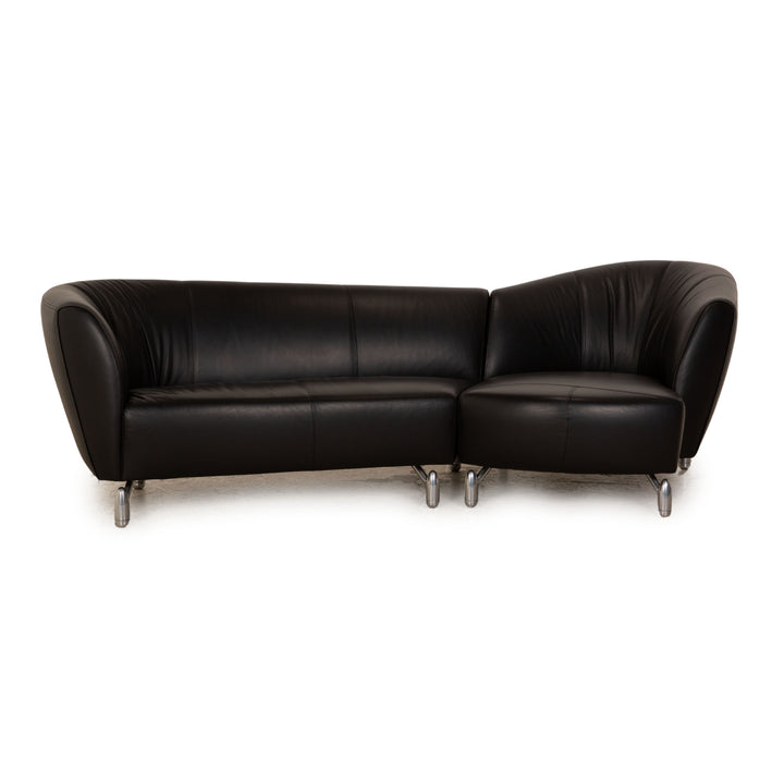 Leolux Pupilla Leder Ecksofa Schwarz Sofa Couch