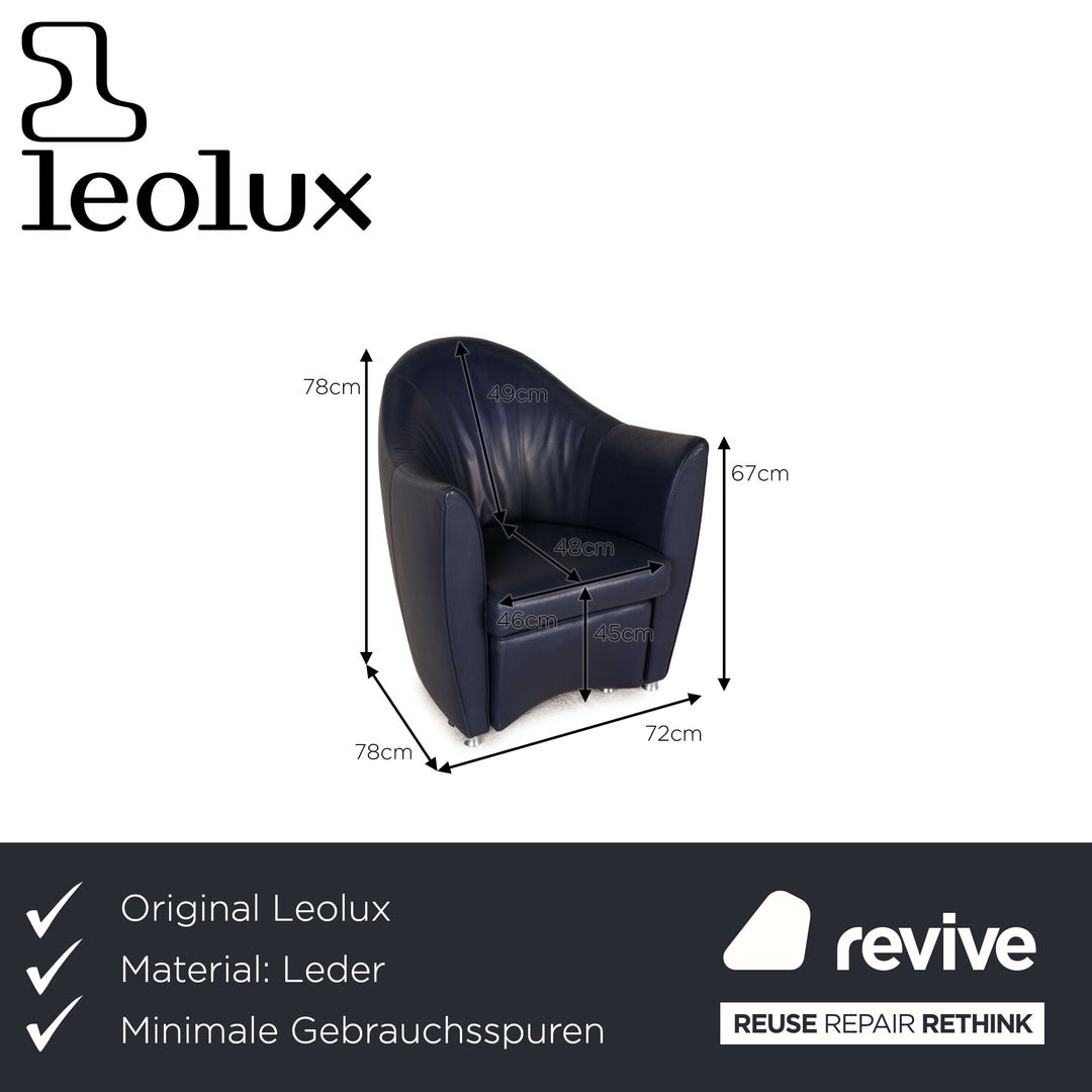 Leolux Pupilla leather armchair blue including stool