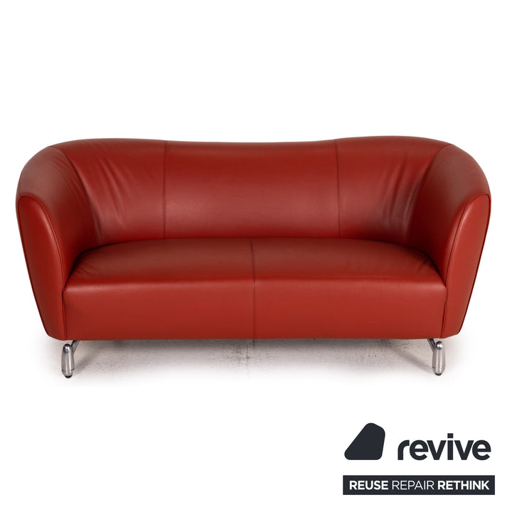 Leolux Pupilla Leder Sofa Rot Rotbraun Zweisitzer Couch