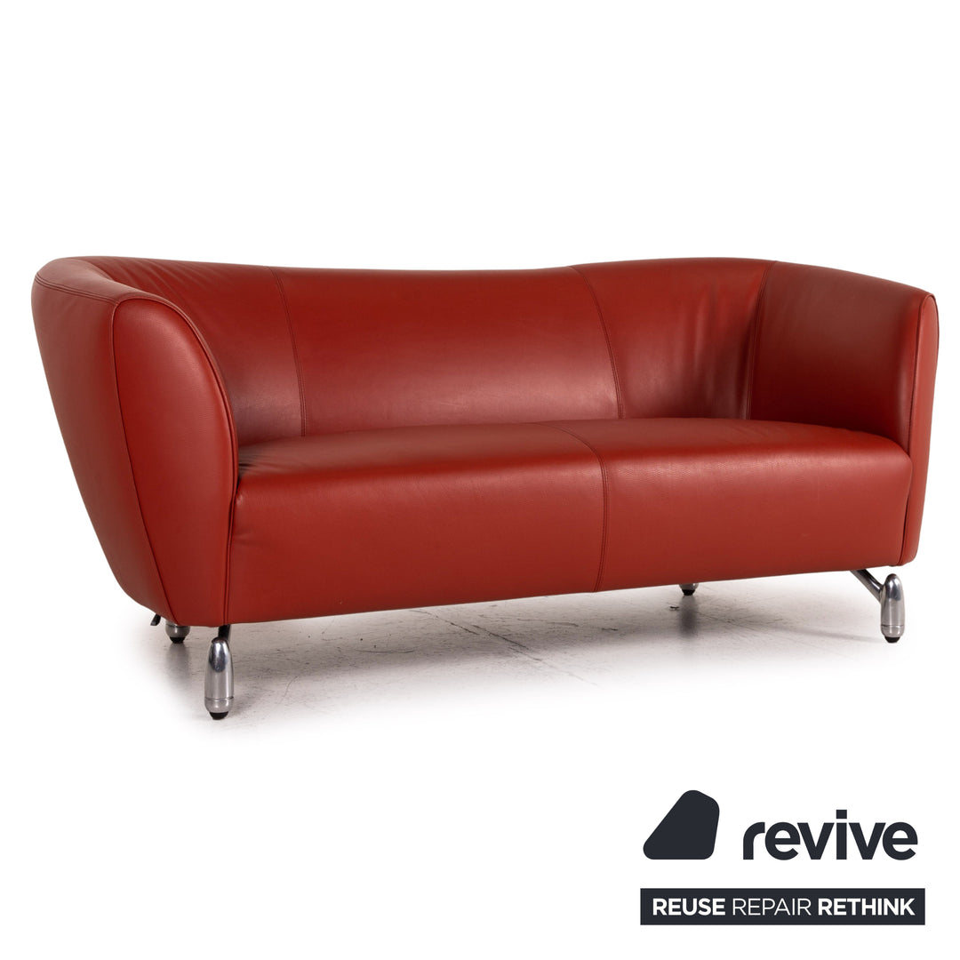 Leolux Pupilla Leder Sofa Rot Rotbraun Zweisitzer Couch