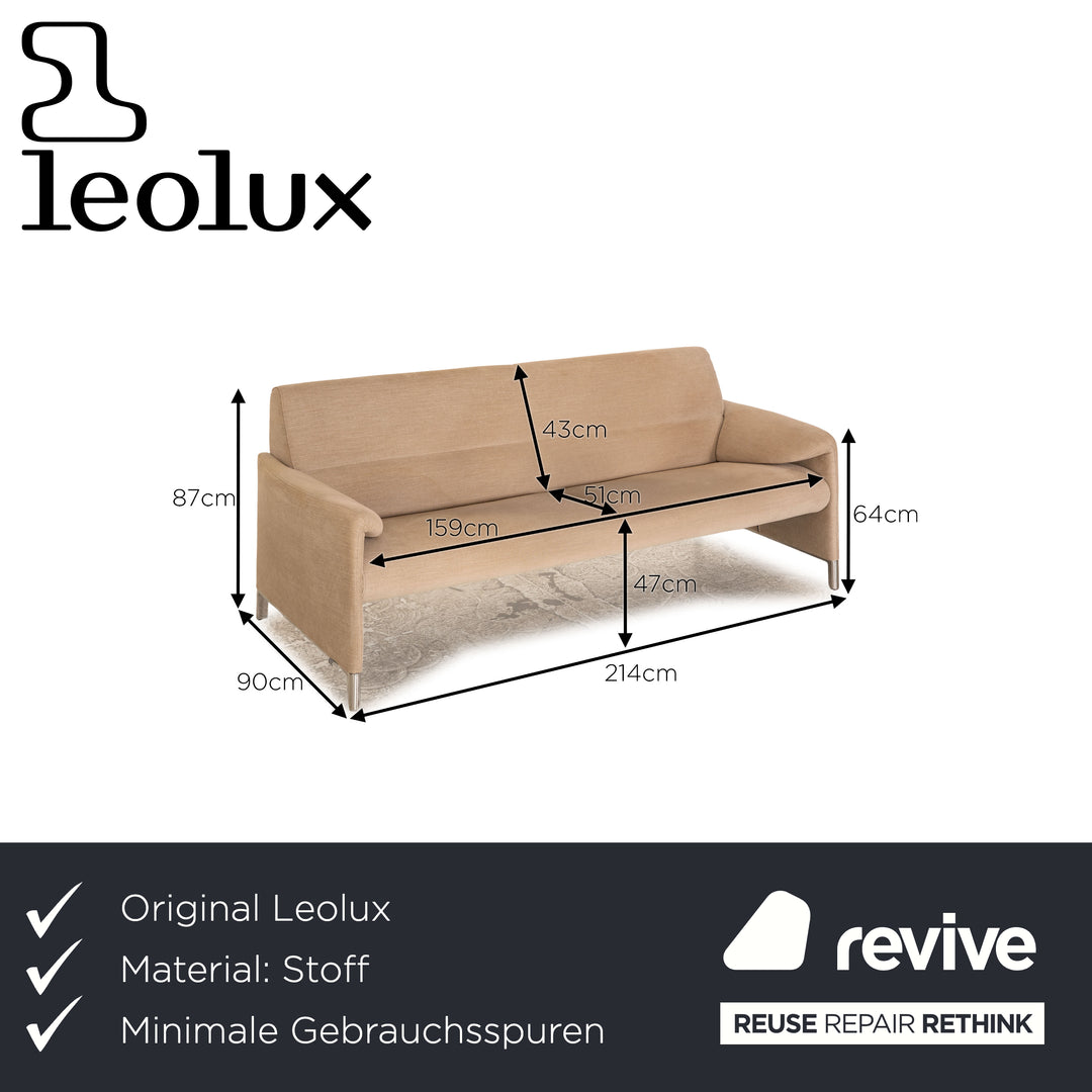 Leolux Stoff Dreisitzer Beige Sofa Couch