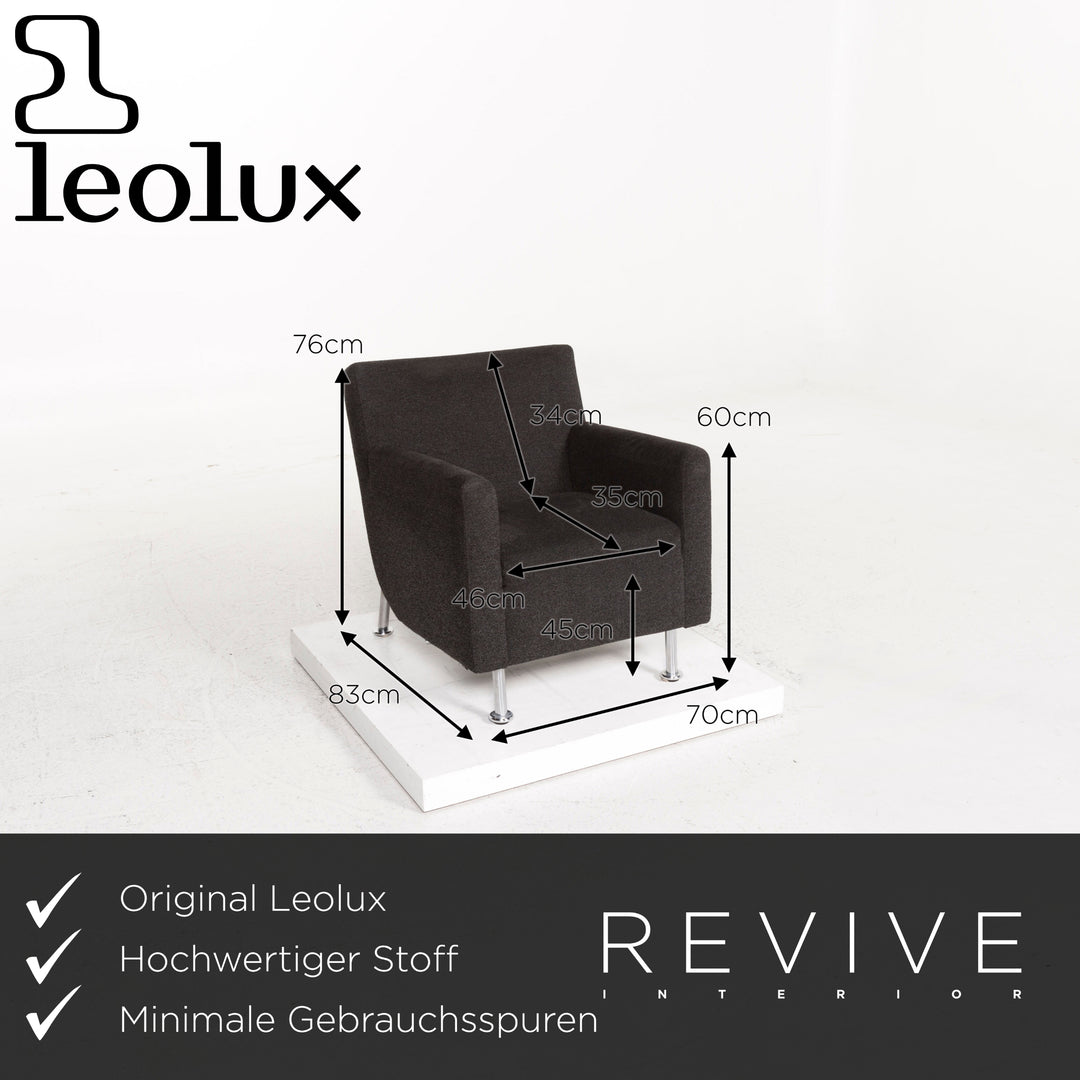 Leolux Stoff Sessel Garnitur Schwarz 1x Sessel 1x Hocker #13098