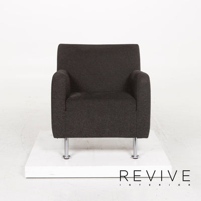 Leolux Stoff Sessel Garnitur Schwarz 1x Sessel 1x Hocker #13098