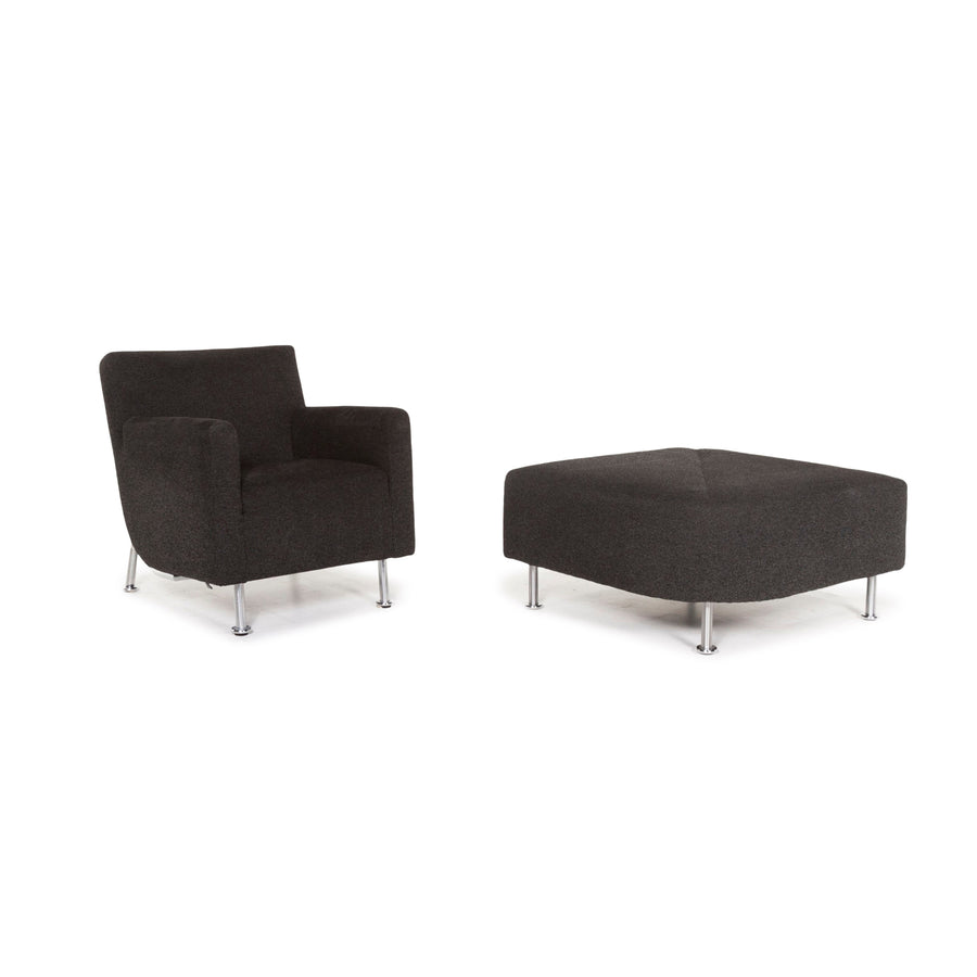 Leolux fabric armchair set black 1x armchair 1x stool #13098
