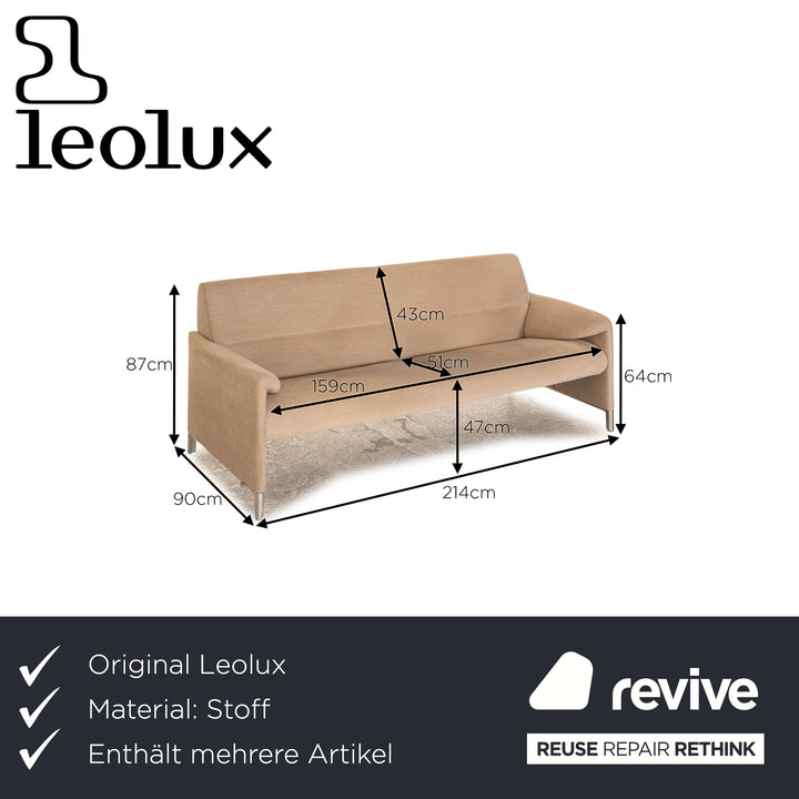 Leolux Stoff Sofa Garnitur Beige Dreisitzer Zweisitzer Couch