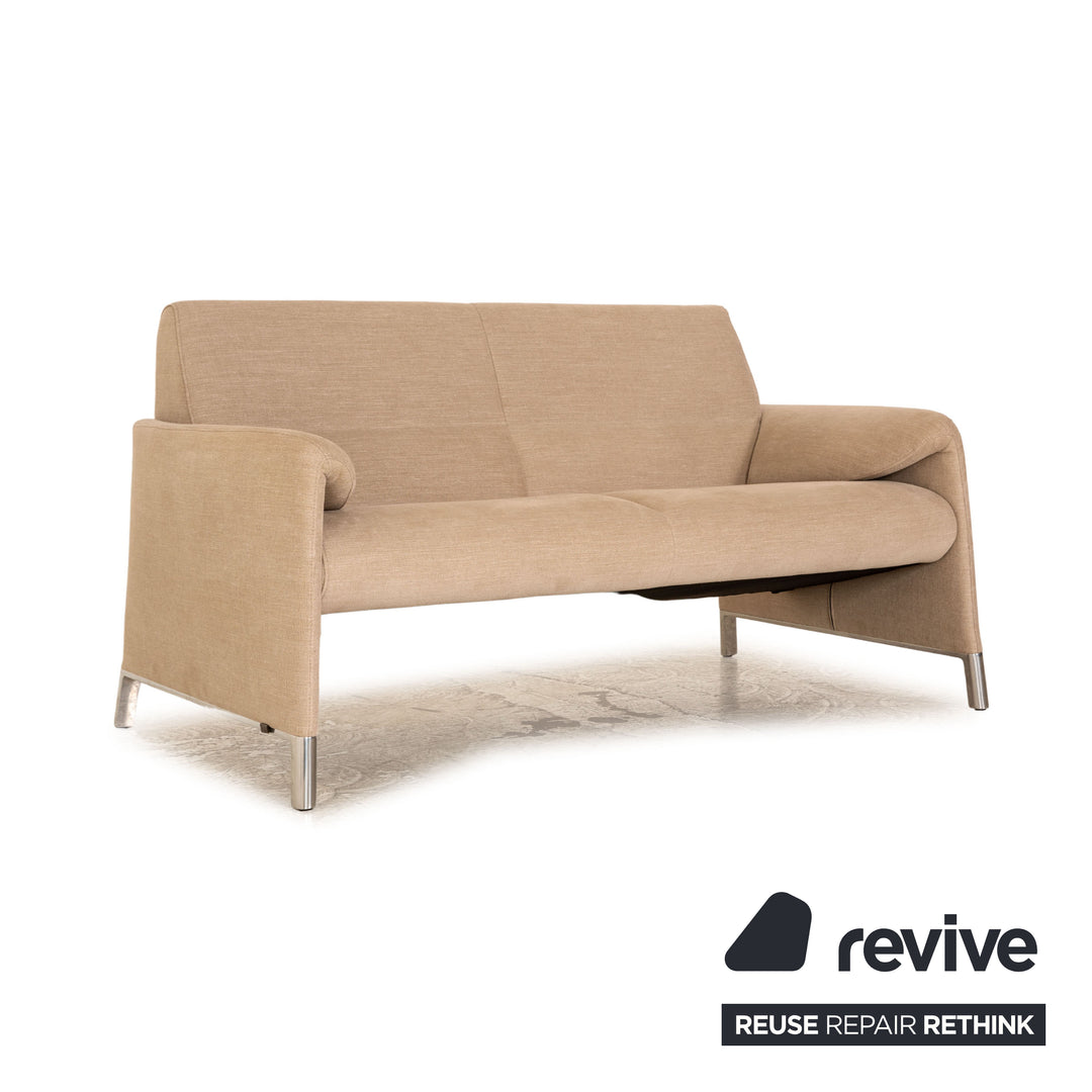 Leolux Stoff Sofa Garnitur Beige Dreisitzer Zweisitzer Couch