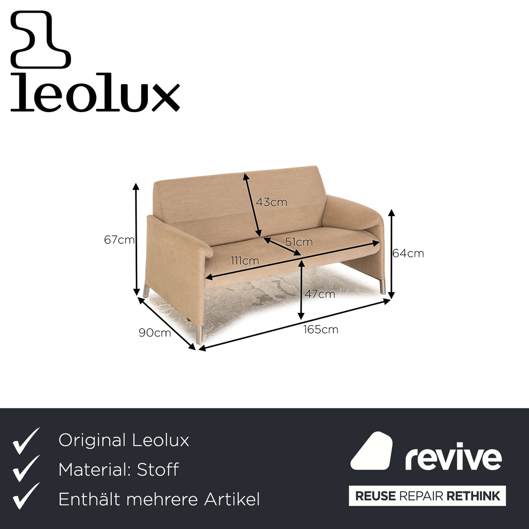 Leolux Stoff Sofa Garnitur Beige Dreisitzer Zweisitzer Couch