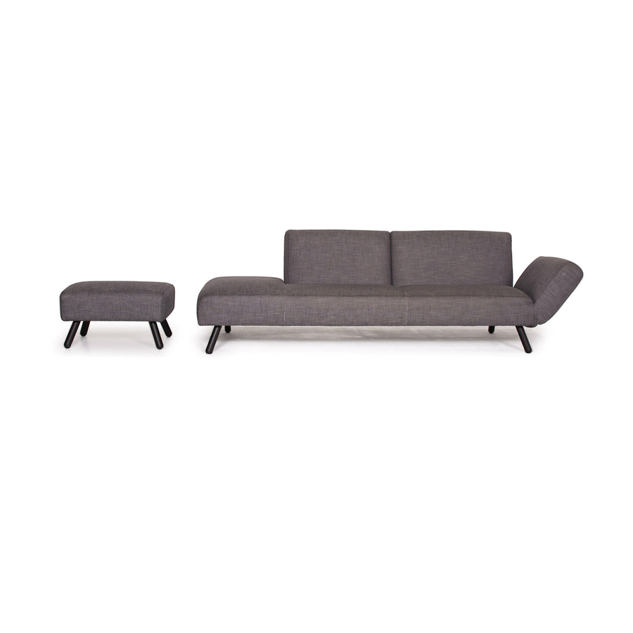 Leolux Fabric Sofa Set Gray Three Seater Stool #14206