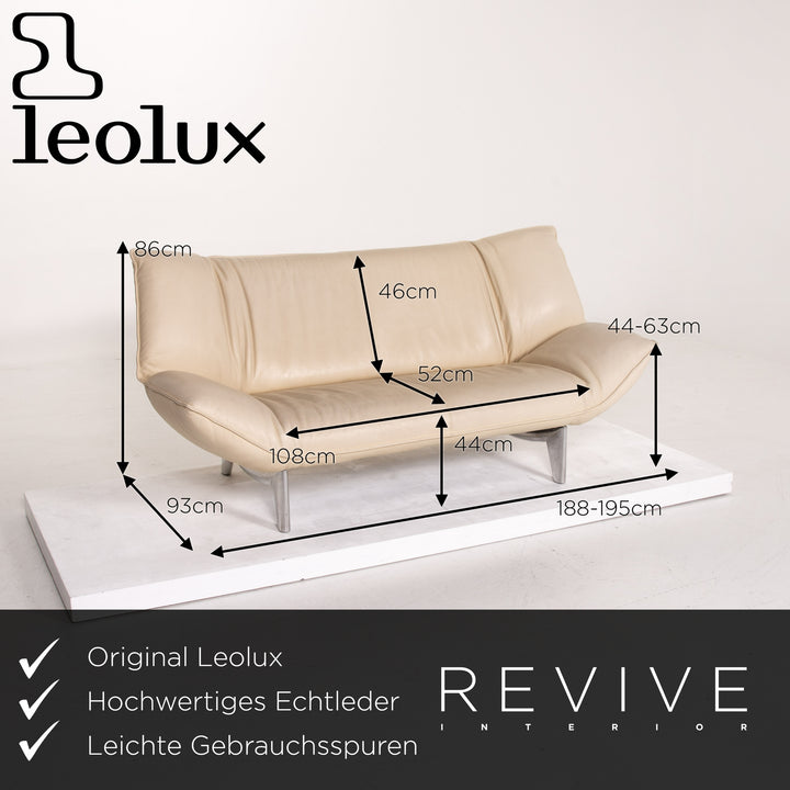 Leolux Tango Leder Creme Dreisitzer Funktion Couch #14193