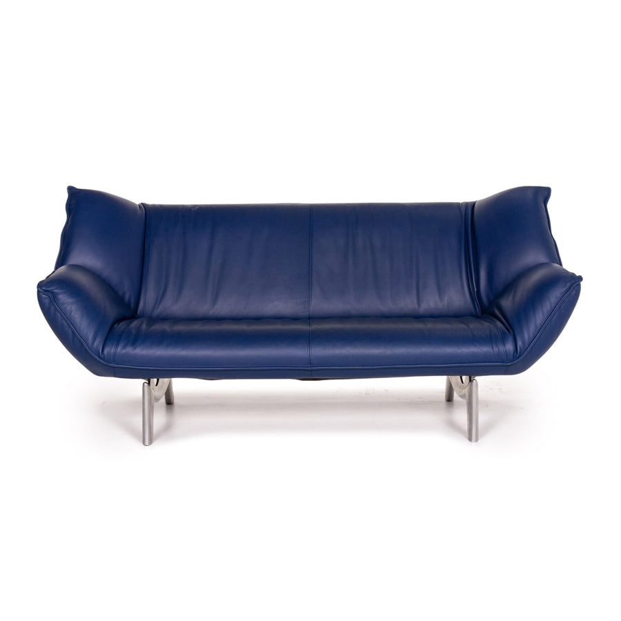 Leolux Tango Leder Sofa Blau Dunkelblau Dreisitzer Funktion Couch #14568