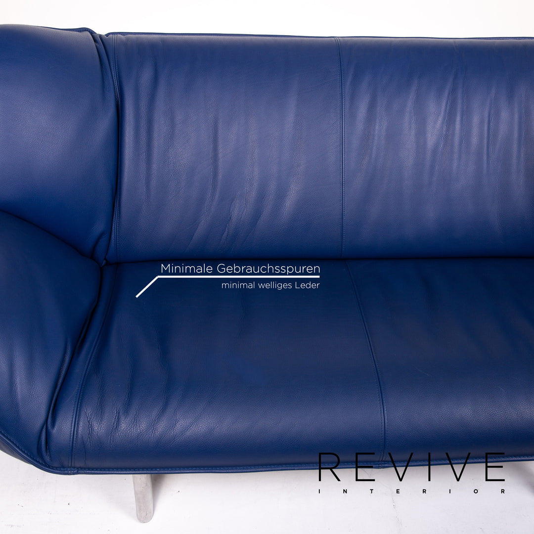 Leolux Tango Leder Sofa Blau Dunkelblau Zweisitzer Funktion Couch #14566