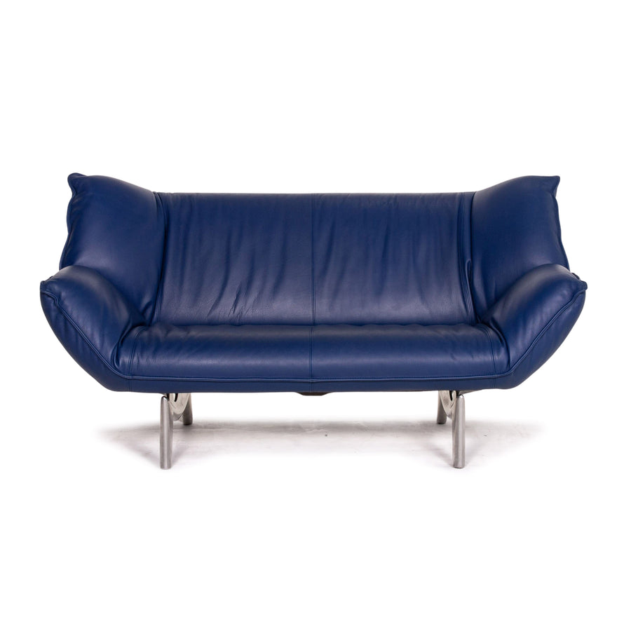 Leolux Tango Leather Sofa Blue Dark Blue Two Seater Function Couch #14566