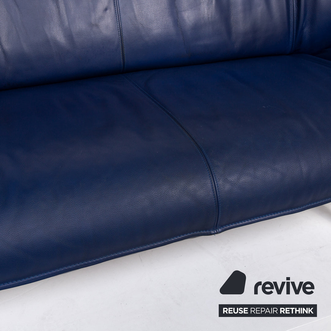 Leolux Tango Leder Sofa Blau Zweisitzer Couch #13427