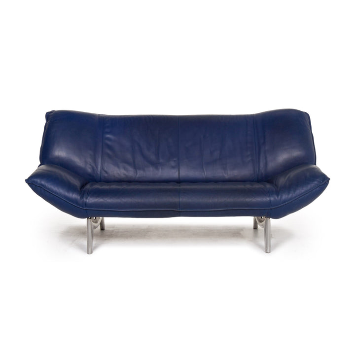 Leolux Tango Leder Sofa Blau Zweisitzer Couch #13427