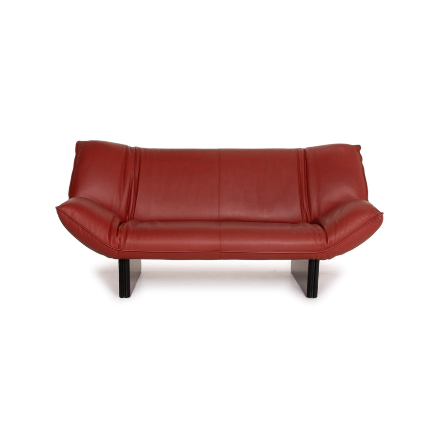 Leolux Tango Leather Sofa Dark Red Three Seater #15483