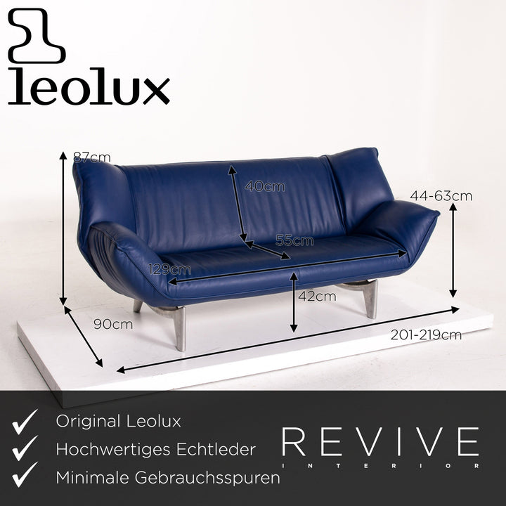 Leolux Tango Leder Sofa Garnitur Blau Dunkelblau 1x Dreisitzer 1x Zweisitzer Funktion #14916
