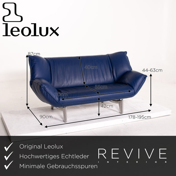 Leolux Tango Leder Sofa Garnitur Blau Dunkelblau 1x Dreisitzer 1x Zweisitzer Funktion #14916