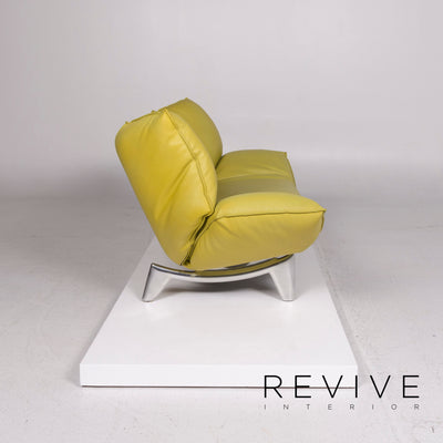 Leolux Tango Leder Sofa Garnitur Grün Limonengrün 1x Dreisitzer 1x Zweisitzer Funktion Couch #11989