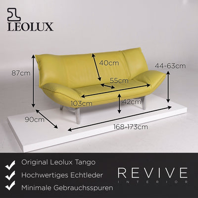 Leolux Tango Leder Sofa Garnitur Grün Limonengrün 1x Dreisitzer 1x Zweisitzer Funktion Couch #11989