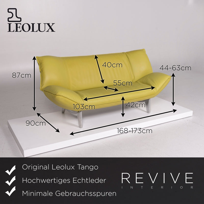 Leolux Tango Leder Sofa Garnitur Grün Limonengrün 1x Dreisitzer 1x Zweisitzer Funktion Couch 