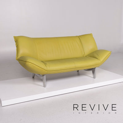 Leolux Tango Leder Sofa Garnitur Grün Limonengrün 1x Dreisitzer 1x Zweisitzer Funktion Couch #11989