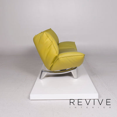 Leolux Tango Leder Sofa Garnitur Grün Limonengrün 1x Dreisitzer 1x Zweisitzer Funktion Couch #11989
