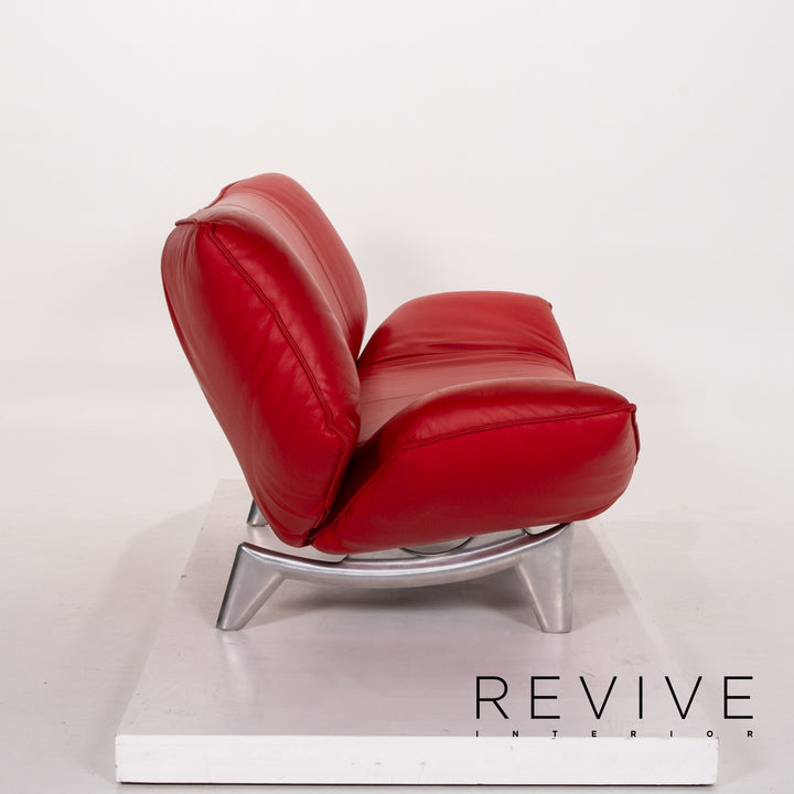 Leolux Tango Leder Sofa Rot Zweisitzer Funktion Couch #13759