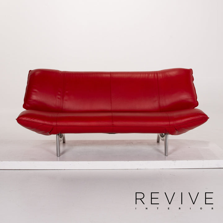 Leolux Tango Leder Sofa Rot Zweisitzer Funktion Couch #13759