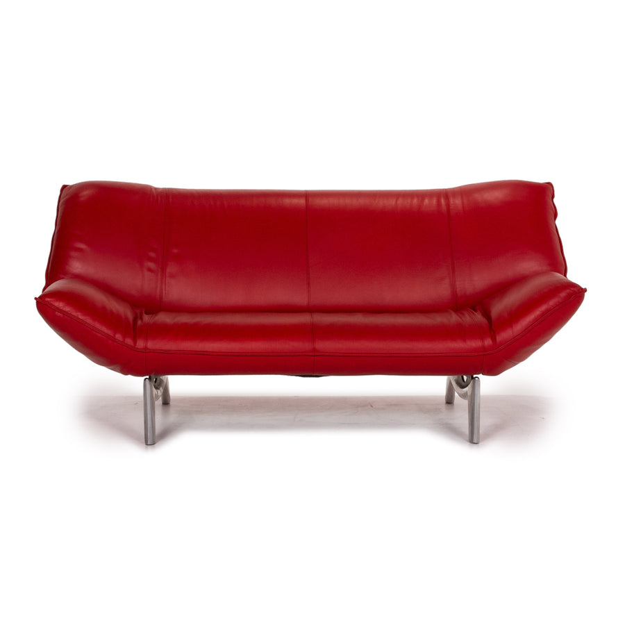 Leolux Tango Leather Sofa Red Two Seater Function Couch #13759