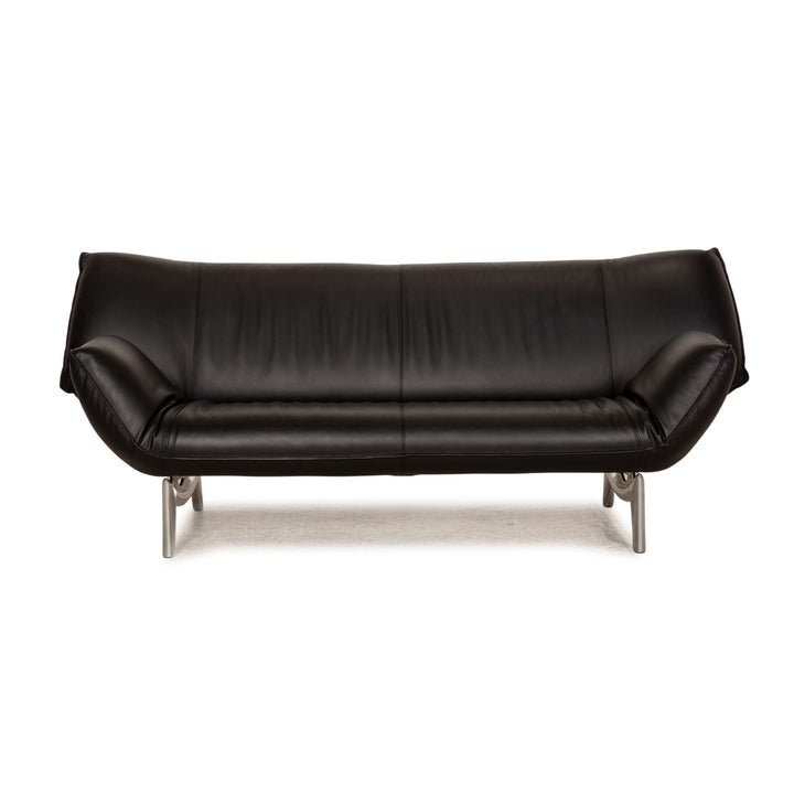 Leolux Tango Leather Sofa Black Three Seater Couch