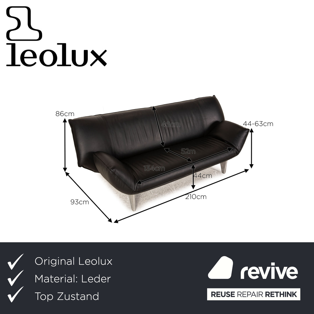 Leolux Tango Leather Sofa Black Three Seater Couch