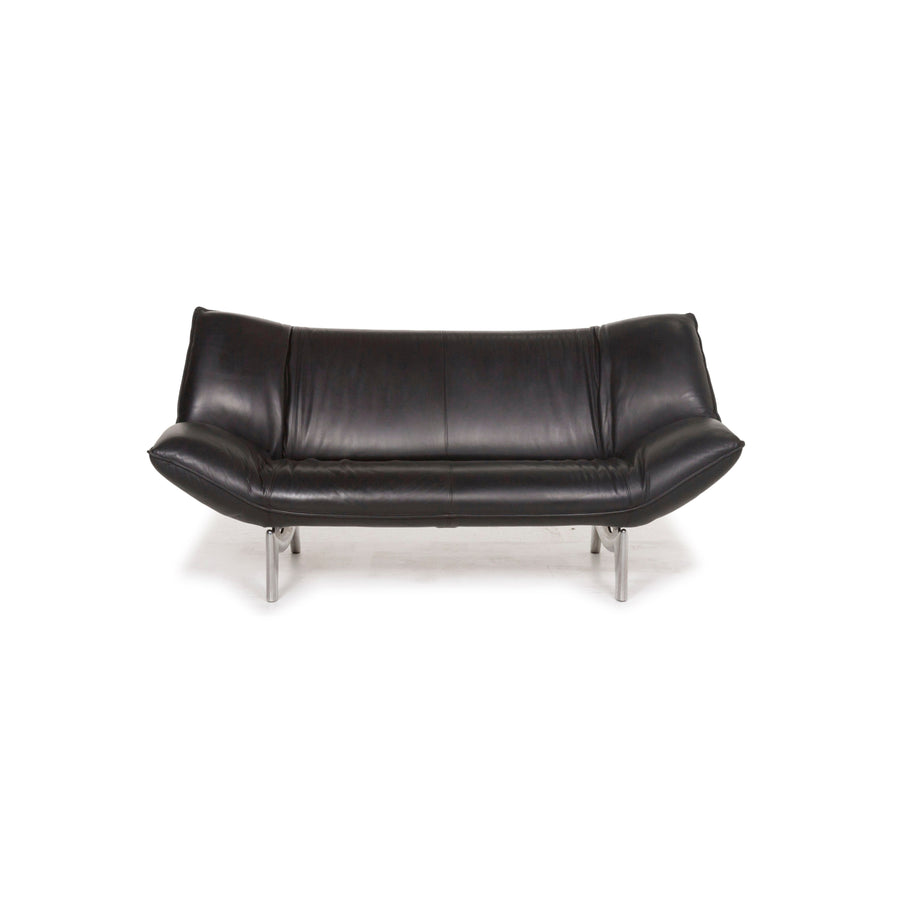 Leolux Tango Leather Sofa Black Two Seater #13095