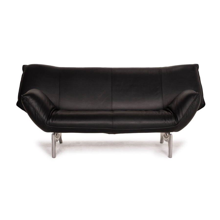 Leolux Tango Leather Sofa Black Two Seater