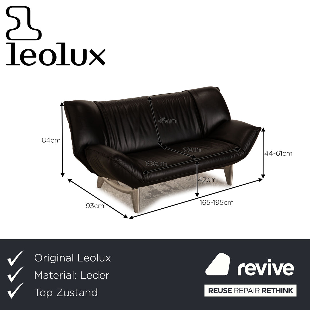 Leolux Tango Leather Two Seater Black Sofa Couch manual function